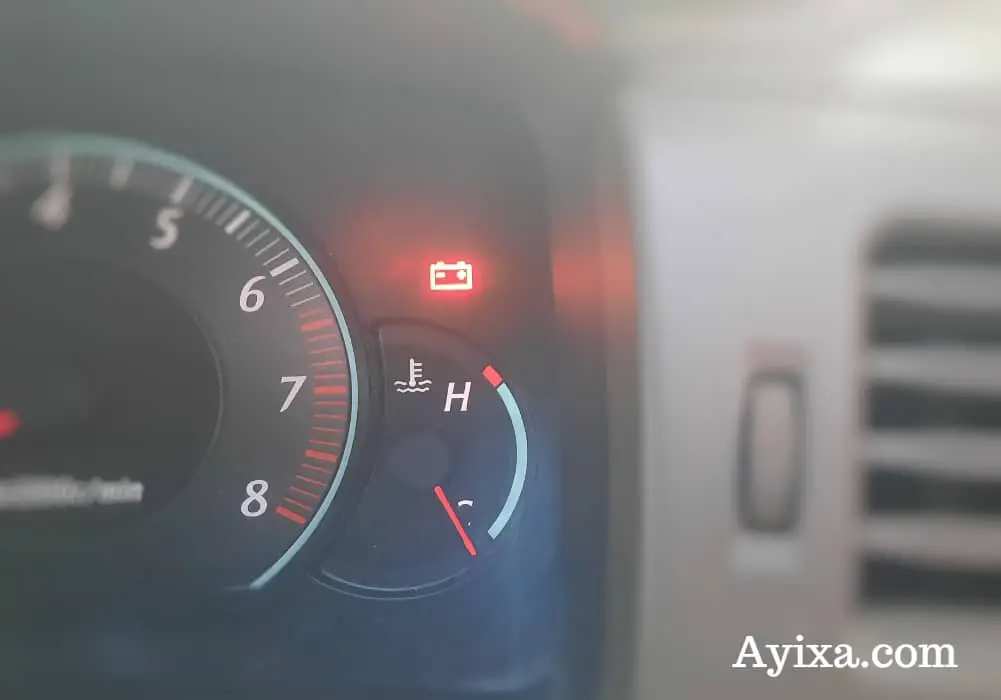 battery light showing car accelerating